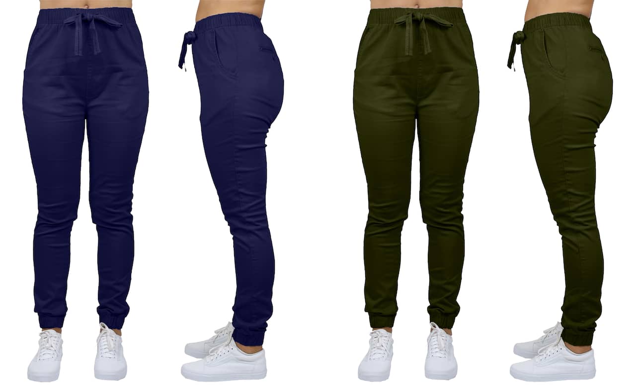 Galaxy By Harvic Loose Fit Stretch Twill Women's Joggers 2 Pack